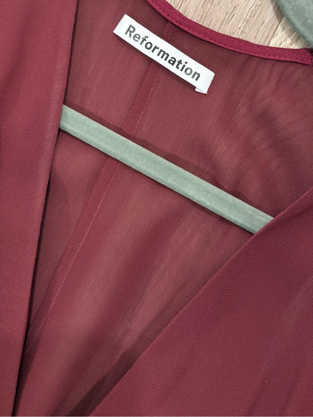 Reformation Wine-Red Wide-Leg Jumpsuit with Waist Sash - Picture 2 of 6